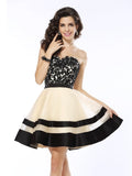 A-Line/Princess Sweetheart Applique Sleeveless Short Organza Cocktail Dresses TPP0008466