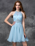 A-line/Princess Scoop Beading Sleeveless Short Chiffon Cocktail Dresses TPP0008646