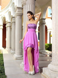 A-Line/Princess Strapless Beading Sleeveless High Low Chiffon Cocktail Dresses TPP0008834