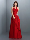 A-Line/Princess Halter Beading Sleeveless Long Taffeta Dresses TPP0003328