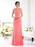 A-Line/Princess Bateau Short Sleeves Long Chiffon Mother of the Bride Dresses TPP0007146