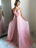 A-Line/Princess Chiffon Ruffles Spaghetti Straps Sleeveless Sweep/Brush Train Dresses TPP0003616