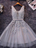 A-Line/Princess Sleeveless Straps Tulle Applique Short/Mini Dresses TPP0008130