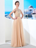 A-Line/Princess Scoop Sleeveless Floor-Length Beading Tulle Dresses TPP0003217