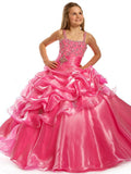 Ball Gown Straps Sleeveless Beading Long Organza Flower Girl Dresses TPP0007707