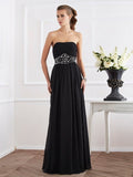 A-Line/Princess Strapless Sleeveless Beading Long Chiffon Dresses TPP0004271