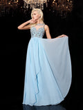 A-line/Princess Scoop Beading Sleeveless Long Chiffon Dresses TPP0002926