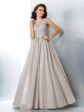 A-Line/Princess Sheer Neck Beading Sleeveless Long Chiffon Dresses TPP0002696