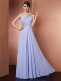 A-Line/Princess One-Shoulder Sleeveless Applique Beading Long Chiffon Dresses TPP0003347