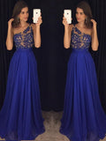 A-Line/Princess Sleeveless One-Shoulder Floor-Length Beading Chiffon Dresses TPP0002338