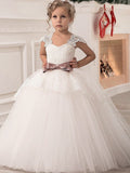 Ball Gown Straps Sleeveless Sash/Ribbon/Belt Tulle Floor-Length Flower Girl Dresses TPP0007553