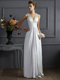 A-Line/Princess Straps Sleeveless Beading Long Silk like Satin Dresses TPP0002697