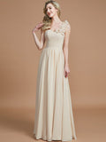 A-Line/Princess One-Shoulder Sleeveless Floor-Length Chiffon Bridesmaid Dresses TPP0005488