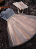 A-Line/Princess Sleeveless Sweetheart Tulle Beading Short/Mini Dresses TPP0008416