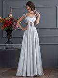 A-Line/Princess Off the Shoulder Sleeveless Pleats Long Elastic Woven Satin Dresses TPP0002523