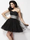 A-Line/Princess Sweetheart Sleeveless Beading Sequin Short Elastic Woven Satin Homecoming Dresses TPP0008573