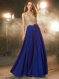 A-Line/Princess Scoop Sleeveless Floor-Length Crystal Chiffon Dresses TPP0003310