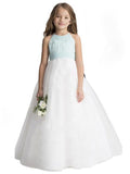 A-Line/Princess Sleeveless Scoop Ruffles Tulle Floor-Length Flower Girl Dresses TPP0007844