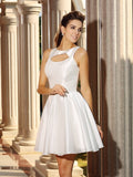 A-Line/Princess High Neck Sleeveless Short Taffeta Cocktail Dresses TPP0008379