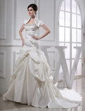 Trumpet/Mermaid Beading Long Satin Sleeveless Strapless Wedding Dresses TPP0006951