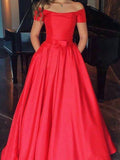 A-Line/Princess Sleeveless Off-the-Shoulder Floor-Length Ruffles Satin Dresses TPP0002962