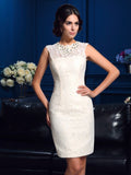 Sheath/Column Jewel Lace Sleeveless Short Lace Mother of the Bride Dresses TPP0007314