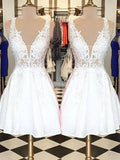 A-Line/Princess Sleeveless Bateau Lace Applique Short/Mini Dresses TPP0008256