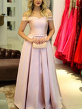 A-Line/Princess Satin Ruffles V-neck Sleeveless Sweep/Brush Train Dresses