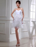 A-Line/Princess Beading Sweetheart Sleeveless Short Satin Organza Cocktail Dresses TPP0008786