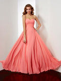 A-Line/Princess Sleeveless Sweetheart Pleats Long Chiffon Dresses TPP0002441