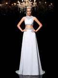 A-Line/Princess Jewel Beading Sleeveless Long Chiffon Two Piece Dresses TPP0004050