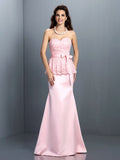 Trumpet/Mermaid Sweetheart Lace Sleeveless Long Satin Bridesmaid Dresses TPP0005592