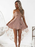 A-Line/Princess Off-the-Shoulder Lace Short/Mini Dresses TPP0008097