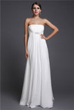 A-Line/Princess Strapless Sleeveless Beading Long Chiffon Bridesmaid Dresses TPP0005500