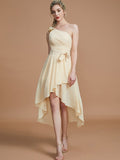 A-Line/Princess One-Shoulder Sleeveless Layers Asymmetrical Chiffon Bridesmaid Dresses TPP0005056