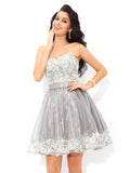 A-Line/Princess Sweetheart Lace Sleeveless Short Tulle Cocktail Dresses TPP0008412