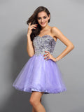 A-Line/Princess Sweetheart Beading Applique Sleeveless Short Net Cocktail Dresses TPP0008766