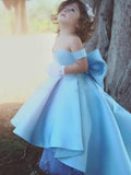 Ball Gown Off-the-Shoulder Ruffles Satin Sleeveless Asymmetrical Flower Girl Dresses TPP0007593