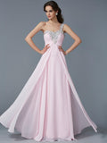 A-Line/Princess One-Shoulder Applique Sleeveless Beading Long Chiffon Dresses TPP0003109