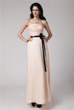 Sheath/Column Strapless Sleeveless Sash Elastic Woven Satin Chiffon Bridesmaid Dresses TPP0005880