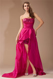 A-Line/Princess Strapless Sequin Lace Sleeveless High Low Taffeta Dresses TPP0004418