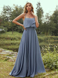 A-Line/Princess Chiffon Ruffles Spaghetti Straps Sleeveless Floor-Length Bridesmaid Dresses TPP0004961