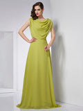 A-Line/Princess High Neck Sleeveless Pleats Long Chiffon Dresses TPP0003365