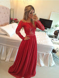 A-Line/Princess Off-the-Shoulder Chiffon Sweep/Brush Train Applique Dresses TPP0001932