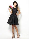 A-Line/Princess Bateau Pleats Sleeveless Short Taffeta Bridesmaid Dresses TPP0005452