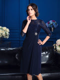 A-Line/Princess Jewel Lace 3/4 Sleeves Short Chiffon Mother of the Bride Dresses TPP0007070