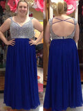 A-Line/Princess Straps Sleeveless Beading Floor-Length Chiffon Plus Size Dresses TPP0004280