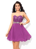 A-Line/Princess Sweetheart Beading Sleeveless Short Chiffon Cocktail Dresses TPP0008826