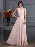 A-Line/Princess One-Shoulder Sleeveless Long Beading Chiffon Dresses TPP0002948