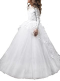 Ball Gown Scoop Long Sleeves Floor-Length Tulle Flower Girl Dresses TPP0007623